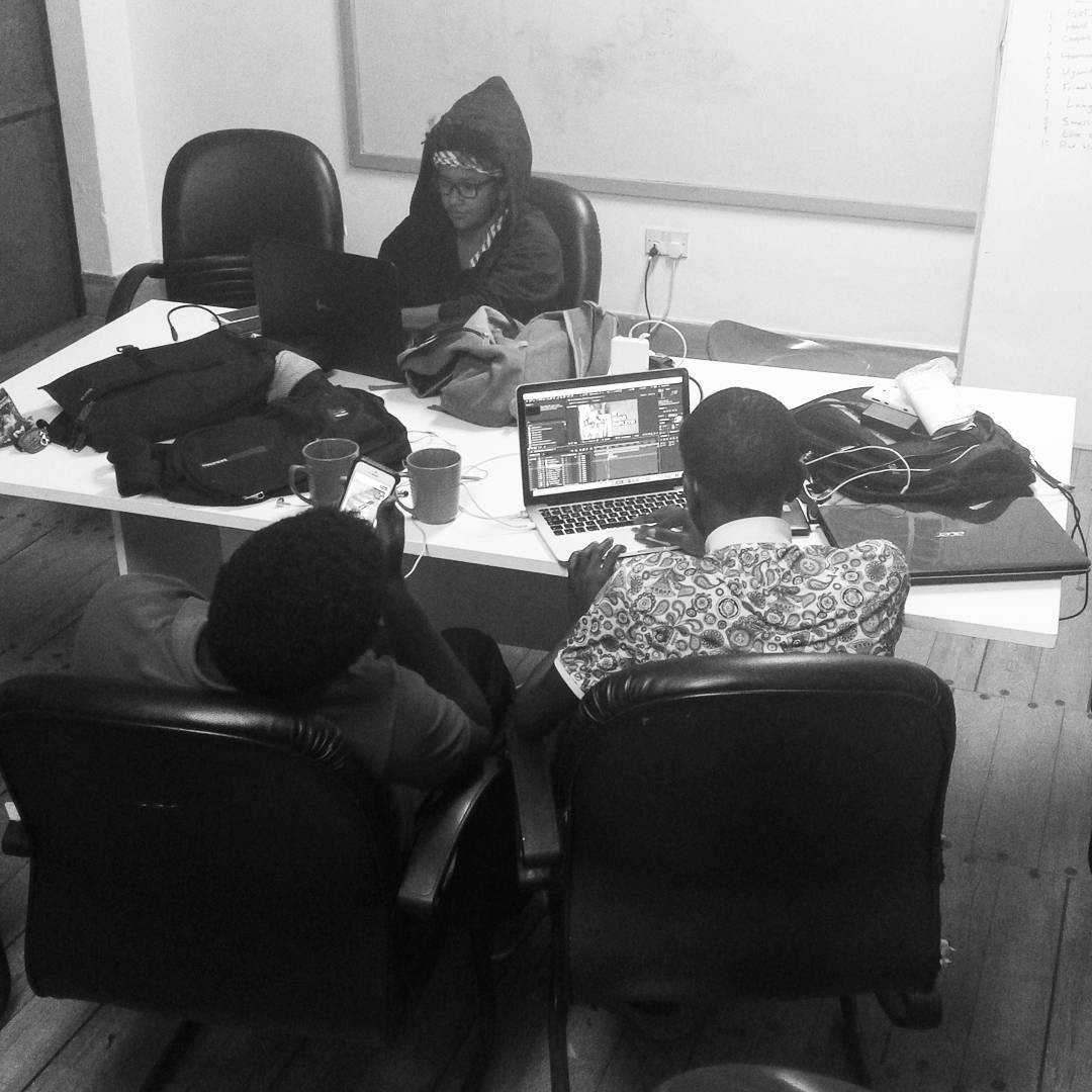 The STORYTELD team during a late night session. Image: Supplied